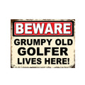 Grumpy Old Golfer Golf Lives Here Man Cave Metal Plaque Sign