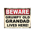 Grumpy Old Grandad Lives Here Man Cave Metal Plaque Tin Sign