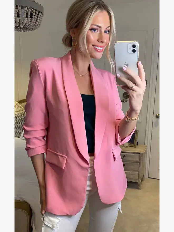 Rouched Sleeve Blazer
