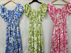 Vibrant Leaf Bardot MIDI Dress