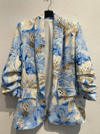 Contrast Lily Printed Rouched Sleeve Blazer