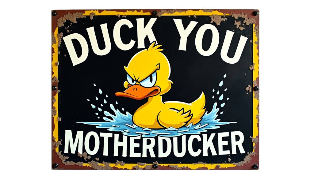 Rustic Duck You Motherducker Fun Metal Man Cave Plaque Sign