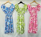 Vibrant Leaf Bardot MIDI Dress