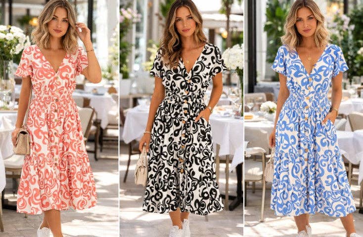 Paisley V Midi Dress