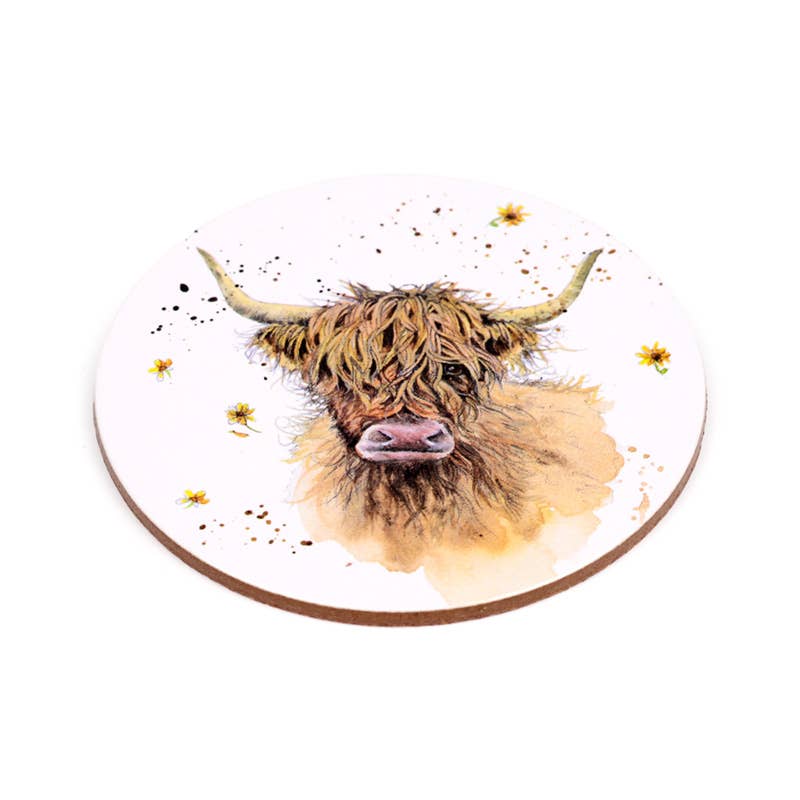 Jan Pashley Highland Coo Set of 4 Cork Coasters