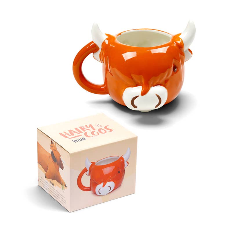 Highland Coo Cow Head Ceramic Shaped Mug