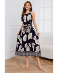 Floral Print Halter Neck Midi Dress - 215