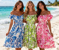 Vibrant Leaf Bardot MIDI Dress