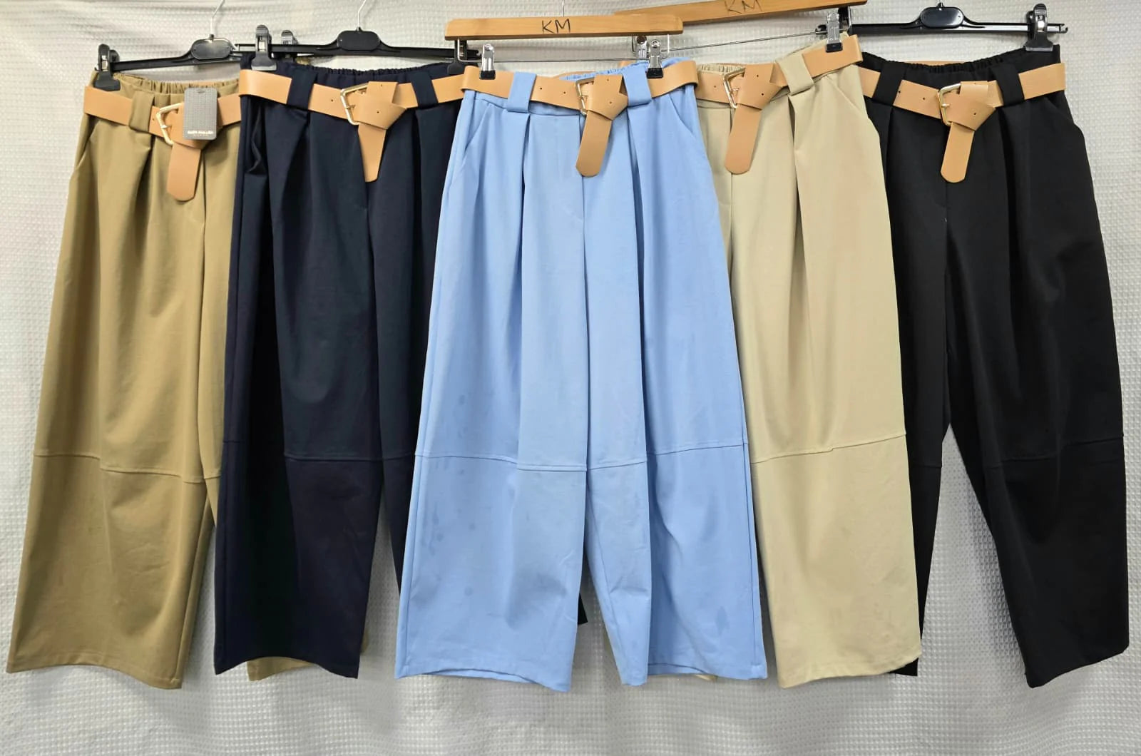 Cotton Barrel Leg Belted Trousers