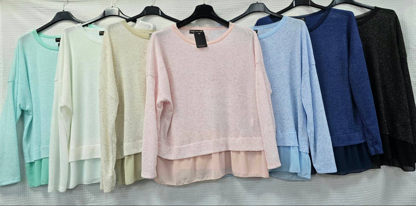 Linen Blend Chiffon Hem Fine Knit Tunic