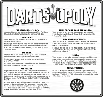Darts Opoly Board Game