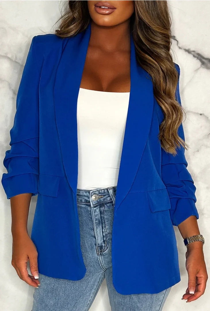 Rouched Sleeve Blazer
